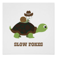 Pokes lents - escargot cowboy et tortue