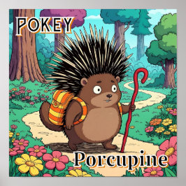 Poster Pokey Porcupine | Belle caricature de l'art de la 
