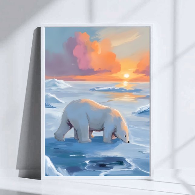 Poster Polar Bear Winter Watercolor Animal Painting (Créateur téléchargé)