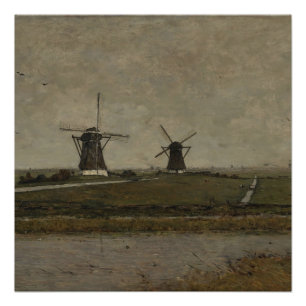 Poster Polder avec moulins près d'Overschie