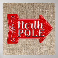 Pôle Nord Flèche Rouge Noël Rustique Fêtes