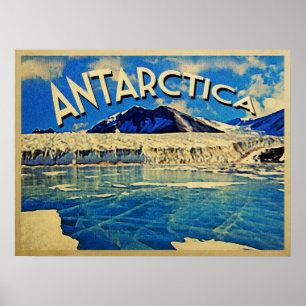 Poster Pôle Sud vintage Antarctique