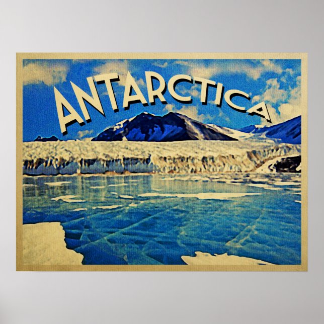 Poster Pôle Sud vintage Antarctique (Devant)