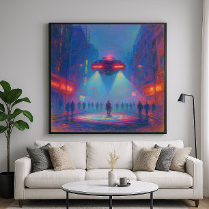 Poster Police de Future Street - Peinture de Pastel Style