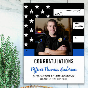 Poster Police Officier Mince Blue Line Graduation Party