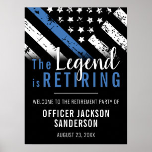 Poster Police Retraite Party Blue Line Police Enforcement