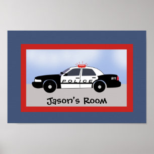 Poster Police Voiture Secourt Véhicule Enfants Salle Impr