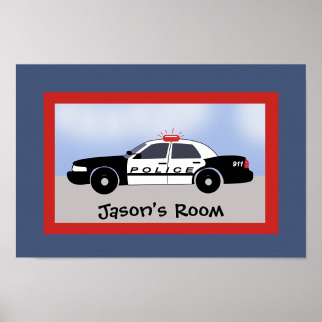Poster Police Voiture Secourt Véhicule Enfants Salle Impr (Devant)
