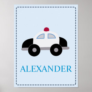 Poster Policier voiture de police policier de la pépinièr