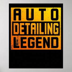 Poster Polisseur de voiture et légende de détail automa