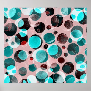 Poster Polka point aquarelle, motif abstrait.