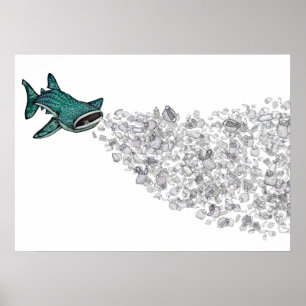 Poster Pollution du requin baleine et du plastique