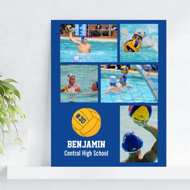 Poster Polo d'eau personnalisée Photo Collage Nom de l'éq (Créateur téléchargé)