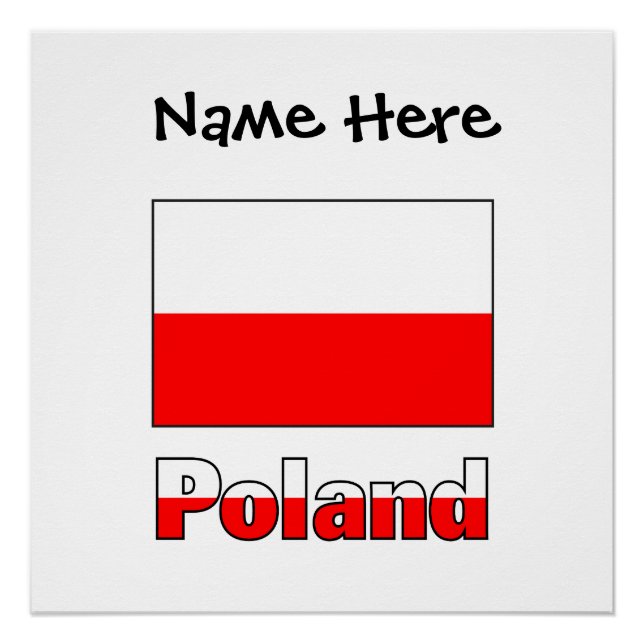 Poster Pologne Drapeau polonais Personnalisation noire (Devant)
