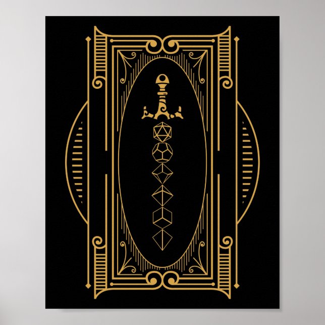 Poster Polyèdre Dice Sword Deco Retro (Devant)