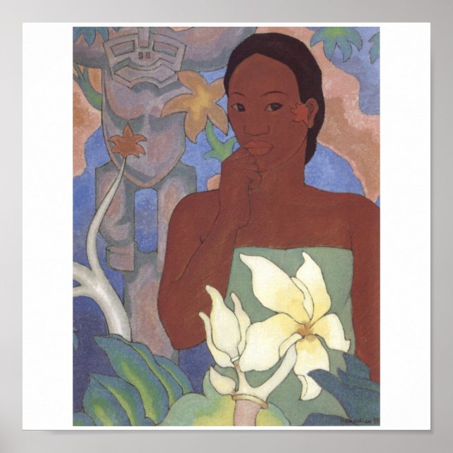 Poster Polynesian Woman and Tiki by Arman Manookian, 1929 (Devant)