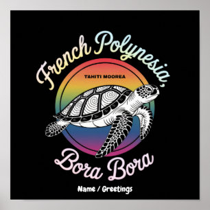 Poster Polynésie française Bora Bora Moorea Tahiti Tortue