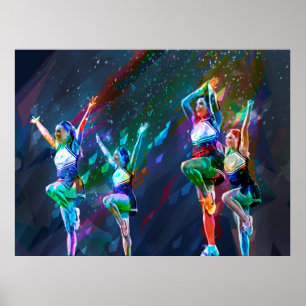 Poster Pom-pom girl avec Arrière - plan de papier coupé