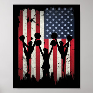Poster Pom-Pom Girls Drapeau Américain Fête Indépendance