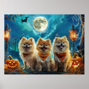 Poster Pomeranian Halloween Épouvantable