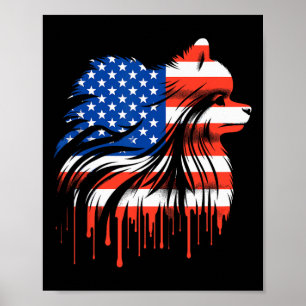 Poster Pomeranian Paint Drip Drapeau Américain Usa 4 Juil