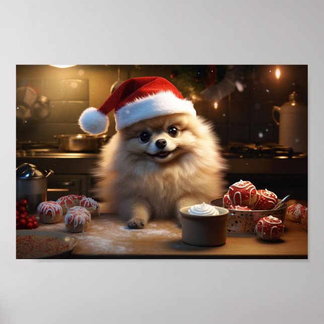 Poster Poméranie Cookies de Noël Festif (Devant)