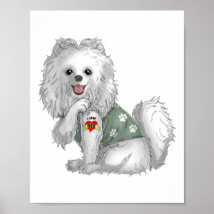 Poster Poméranien I Love Maman Tattoo Chien Chemise Drôle