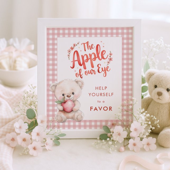 Poster Pomme de l'oeil En vichy Baby shower Favoriser sig (Créateur téléchargé)