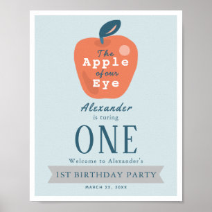 Poster Pomme de nos yeux Garçon bleu 1er anniversaire Bie
