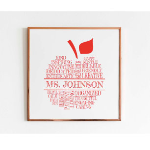 Poster Pomme de typographie pour l'enseignant avec le nom