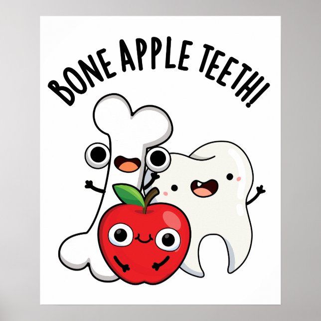 Poster Pomme d'os dents drôle Bona Appetit Pun (Devant)