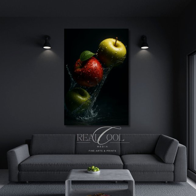 Poster Pomme éclaboussée dans l'eau – Photographie de fru (Créateur téléchargé)
