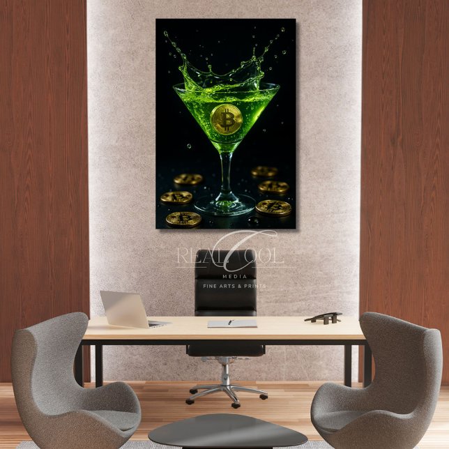 Poster Pomme Martini verre avec Bitcoin flottant Art (Créateur téléchargé)
