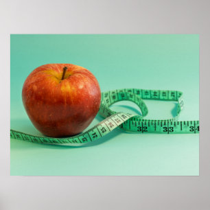 Poster Pomme Rouge Et Bande Nutritionniste Santé Entraîne