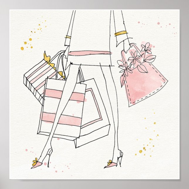 Poster Pomme sauvage | Croquis de mode rose moderne (Devant)