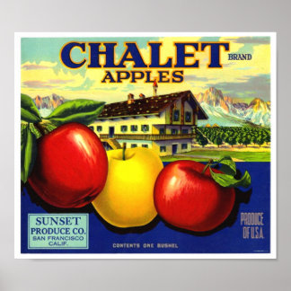 Poster Pommes Chalet Brand Sunset Produce Co