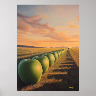 Poster Pommes de paysage surréaliste dans les champs du c