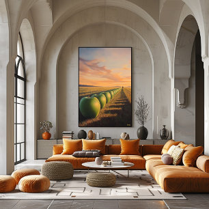 Poster Pommes de paysage surréaliste de rêve dans les cha