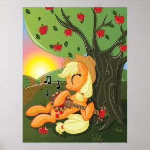 Poster Pommes et banjos à l'affiche de coucher du soleil