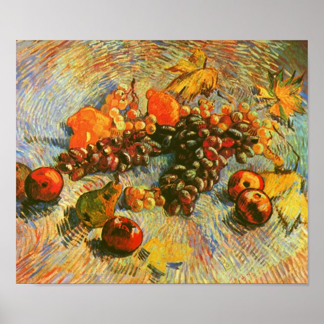 Poster Pommes poires citrons et raisins Van Gogh Art (Devant)