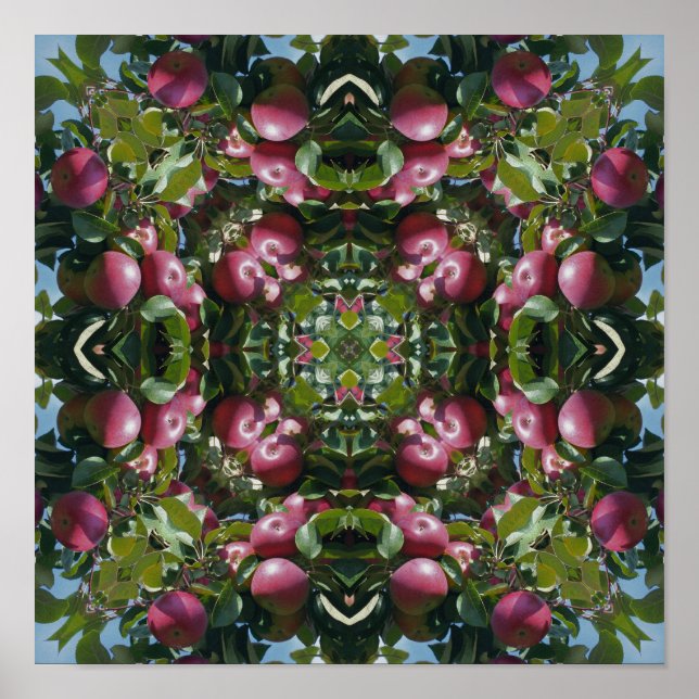 Poster Pommes Rouges Sur Arbre Nature Art (Devant)