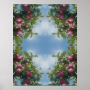 Poster Pommes Rouges Sur Photo De Peinture D'arbre Art De
