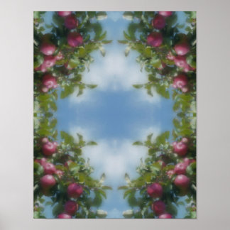 Poster Pommes Rouges Sur Photo De Peinture D'arbre Art De