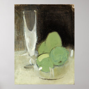 Poster Pommes vertes et verre à champagne, H.Schjerfbeck