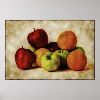 Poster Pommes vintages et Oranges