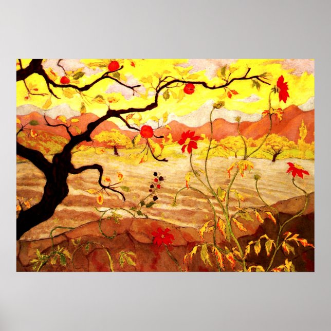 Poster Pommier aux fruits rouges - oeuvre Paul Ranson (Devant)