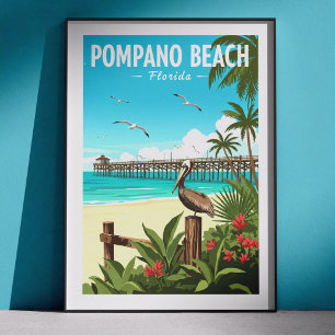 Poster Pompano Beach Floride vintage