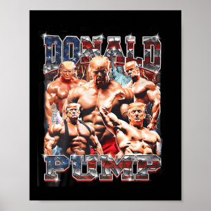 Poster Pompe 1 Vs 1 Biden American Flag Swole Trump 2024