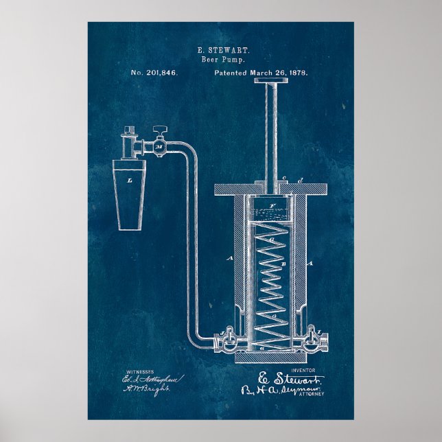 Poster Pompe à bière Blueprint (Devant)