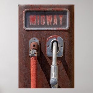 Poster Pompe à gaz vintage à mi-chemin